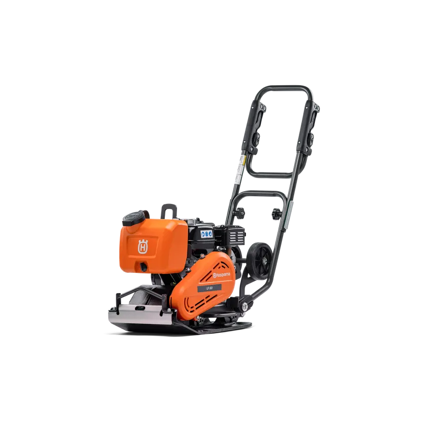 Husqvarna LF 60 LAT petrol forward plate compactor with 350mm wide plate for asphalt repair and driveway maintenance.
