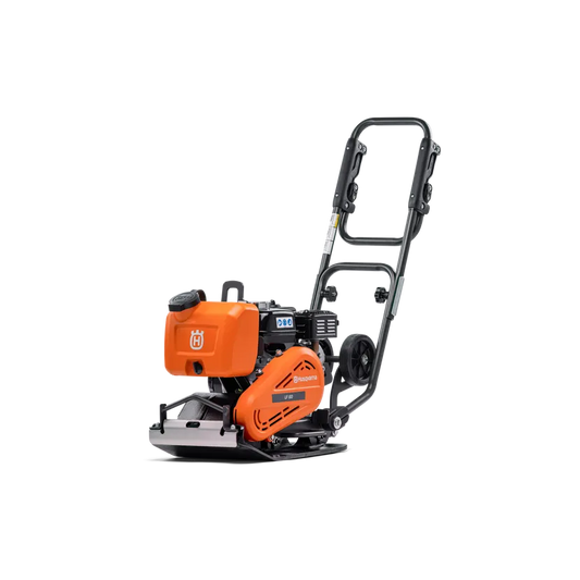 Husqvarna LF 60 LAT petrol forward plate compactor with 350mm wide plate for asphalt repair and driveway maintenance.