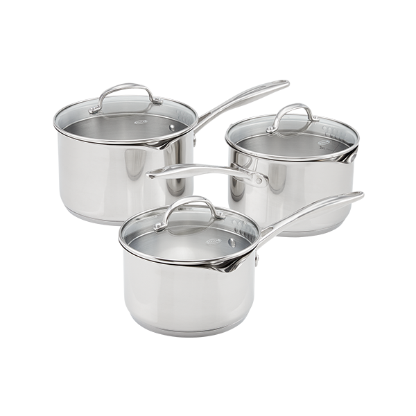 Stellar Profile 3 Piece Draining Saucepan Set