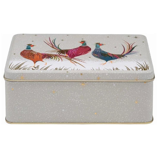 Sara Miller Grey Pheasant Deep Rectangular Tin
