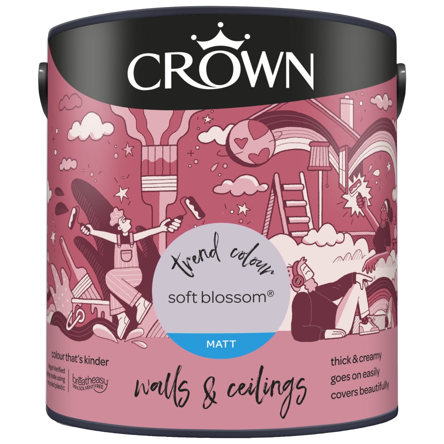 Crown Paints Walls & Ceilings Matt Emulsion Paint - Pinks