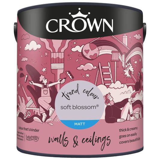 Crown Paints Walls & Ceilings Matt Emulsion Paint - Pinks