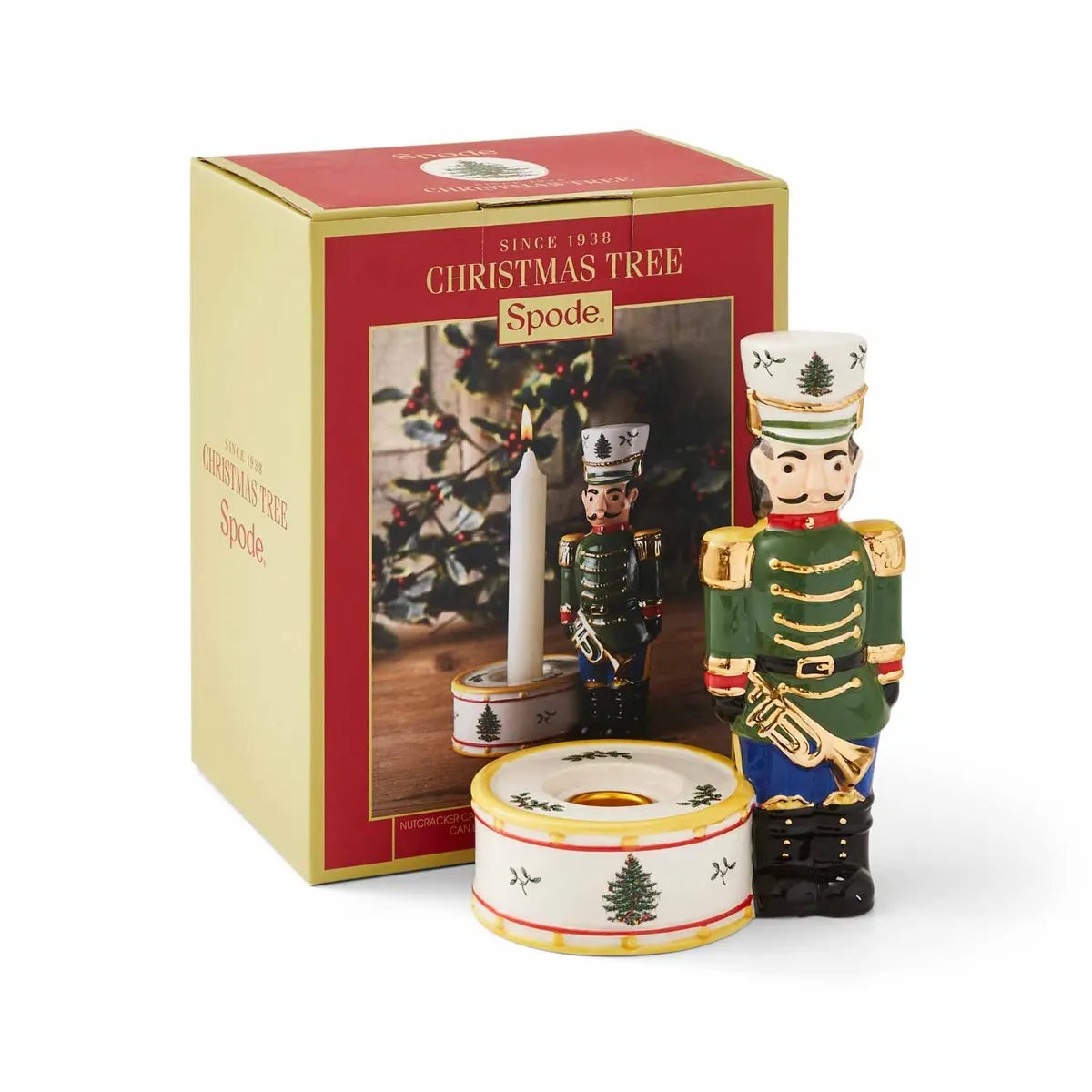 Spode Green Christmas Tree Nutcracker Candle Holder