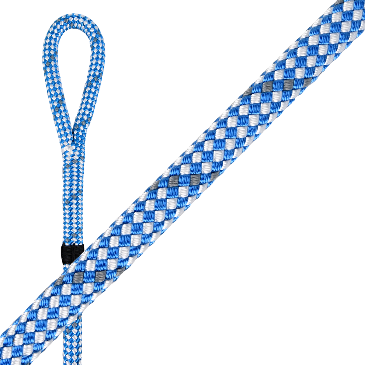 RIGIQ OMEGA-RQ14 blue 50m arborist rigging line with 140mm spliced eye termination and smart tracking chip.