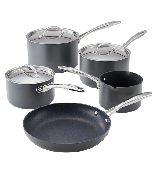 Stellar Hard Anodised Non-Stick 5-Piece Saucepan Set