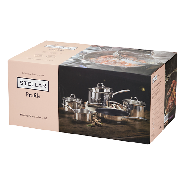 Stellar Profile 5 Piece Draining Saucepan Set