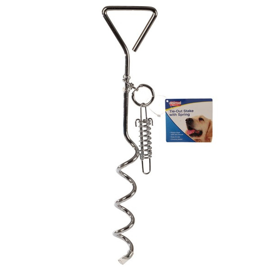 Animal Instincts Spiral Tie Out Stake with Spring 41cm