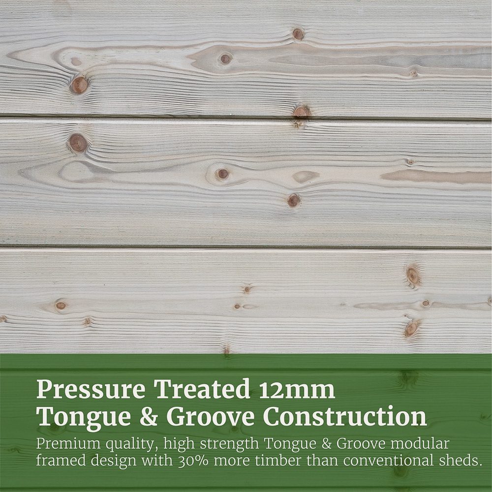 Forest Garden Timberdale 10x8 Apex Shed with No Windows and Double Door with Log Store