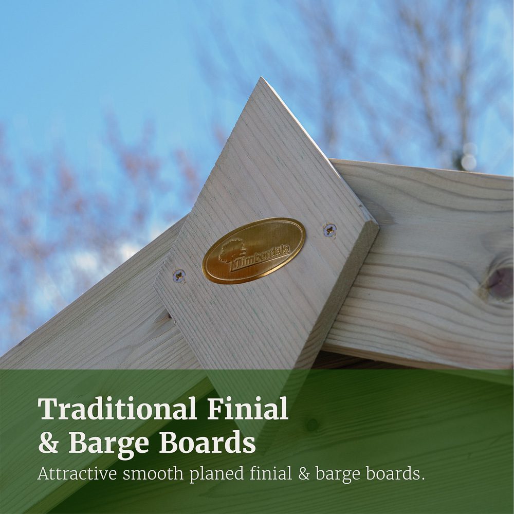 Forest Garden Timberdale 10x8 Apex Shed with No Windows and Double Door with Log Store