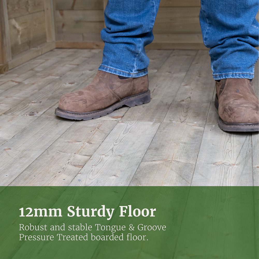 Forest Garden Timberdale 10x8 Apex Shed with No Windows and Double Door with Log Store