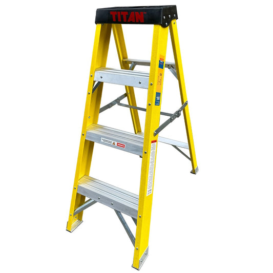 Titan 4-Tread Fibreglass Swingback Step Ladder 150kg
