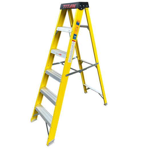Titan 6-Tread Fibreglass Swingback Step Ladder 150kg