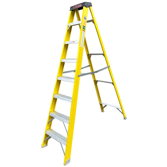 Titan 8-Tread Fibreglass Swingback Step Ladder 150kg