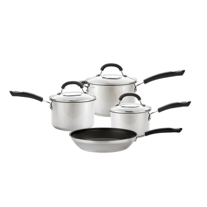 Circulon Total Non-Stick Stainless Steel Skillet, Saucepan & Lid Pan 4 Piece Set
