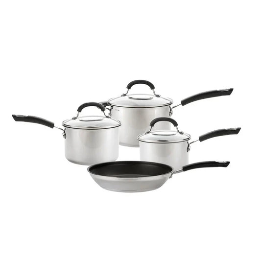 Circulon Total Non-Stick Stainless Steel Skillet, Saucepan & Lid Pan 4 Piece Set