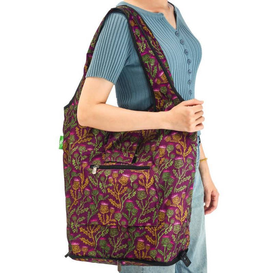 Eco Chic Removable Purple Thistle Trolley Shopping Bag
