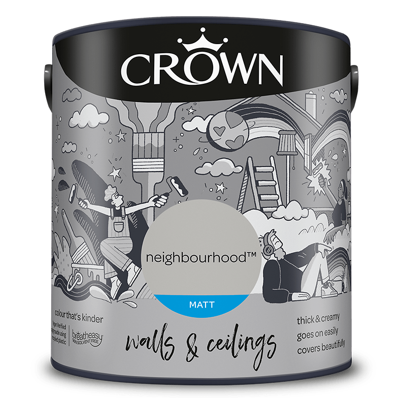 Crown Paints Walls & Ceilings Matt Emulsion Paint - Greys