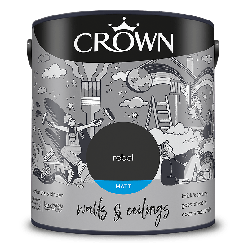 Crown Paints Walls & Ceilings Matt Emulsion Paint - Greys
