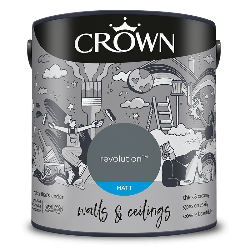 Crown Paints Walls & Ceilings Matt Emulsion Paint - Greys