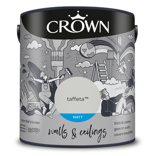 Crown Paints Walls & Ceilings Matt Emulsion Paint - Greys