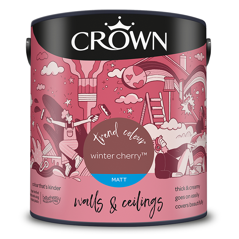Crown Paints Walls & Ceilings Matt Emulsion Paint - Pinks