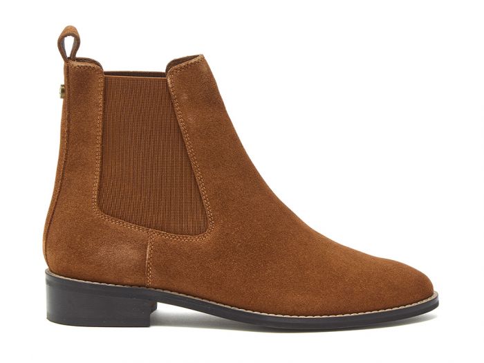 Chatham Lynch women's suede Chelsea boots featuring an almond shaped toe, polished outsole, and elasticated side panels.