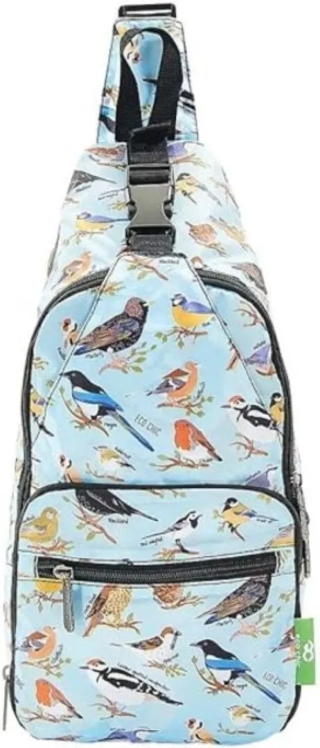 Eco Chic Lightweight Foldable Crossbody Bag Blue Wild Birds