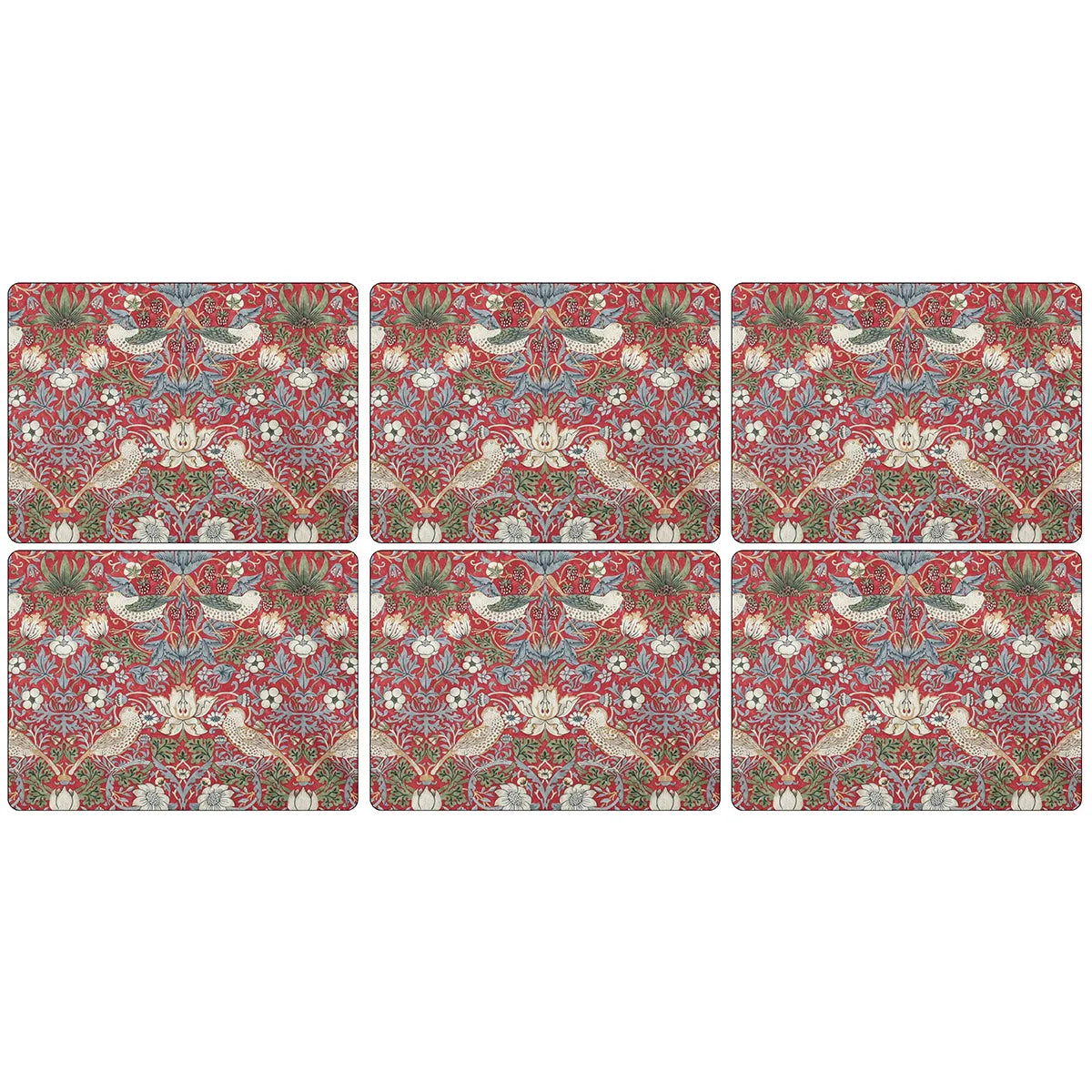 Pimpernel Morris & Co. Red Strawberry Thief Set of 6 Placemats