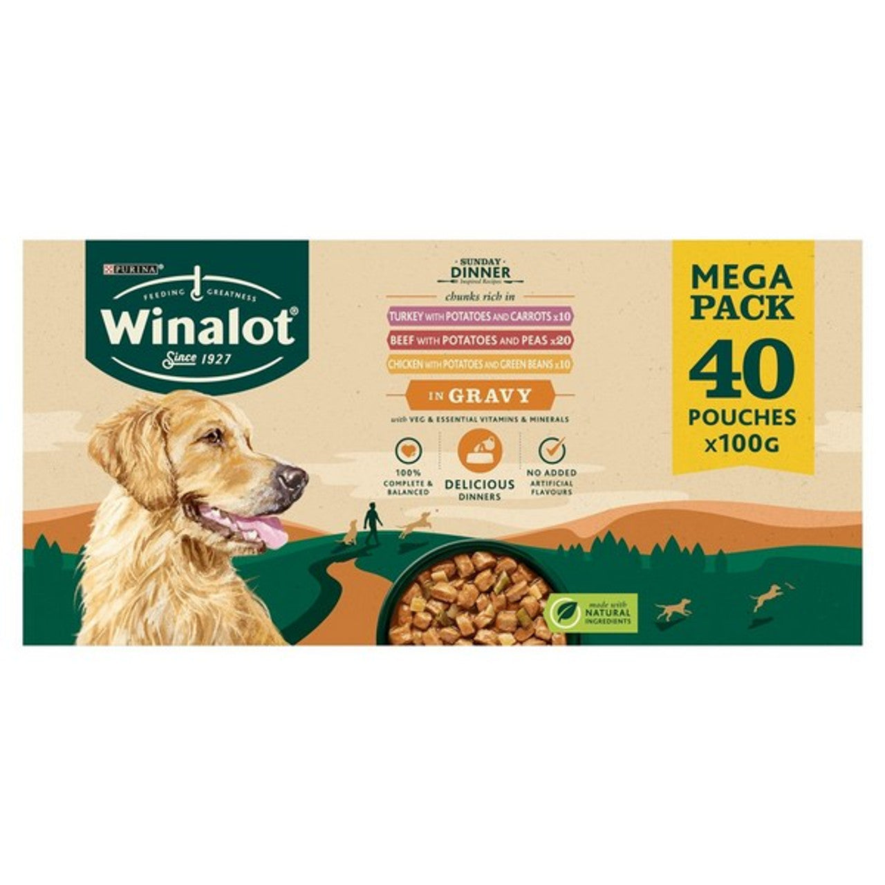 Winalot Pouches Adult Sunday Dinner in Gravy 40x100g