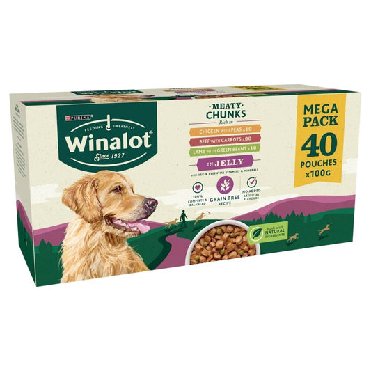Winalot Adult Pouches Meaty Chunks in Jelly 40 x 100g