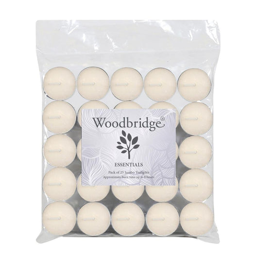 Woodbridge Ivory Unscented Long Burn Tealights 25 Pack