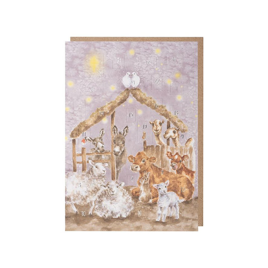 Wrendale 'Away in a Manger' Farmyard Advent Calendar Card
