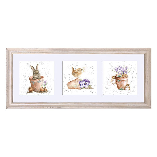 Wrendale 'A Gardening Trio' In a White Frame