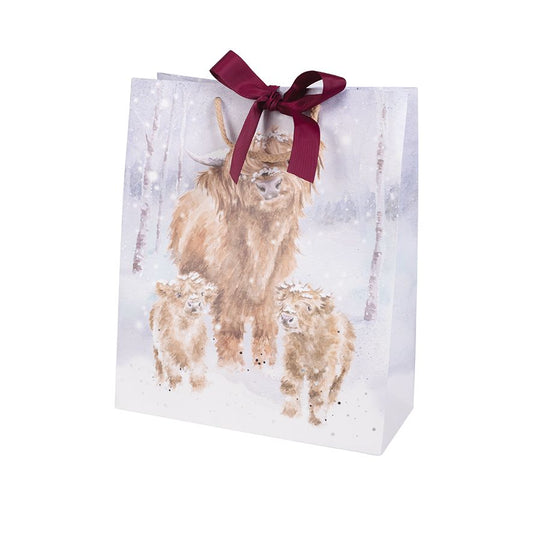 Wrendale 'A Highland Christmas' Large  Highland Cow Christmas Gift Bag