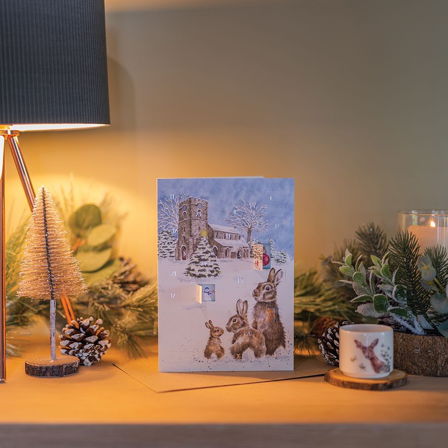 Wrendale 'Silent Night' Rabbit Advent Calendar Card