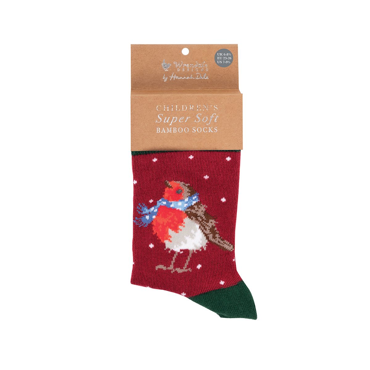 Wrendale - Robin Childrens Christmas Sock Seasons Tweetings Fair Isle 6 to 8.5