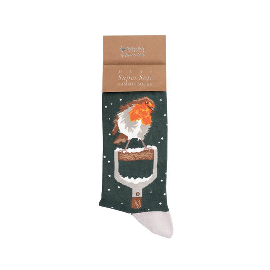 Wrendale A Little Red Robin Mens Socks Christmas