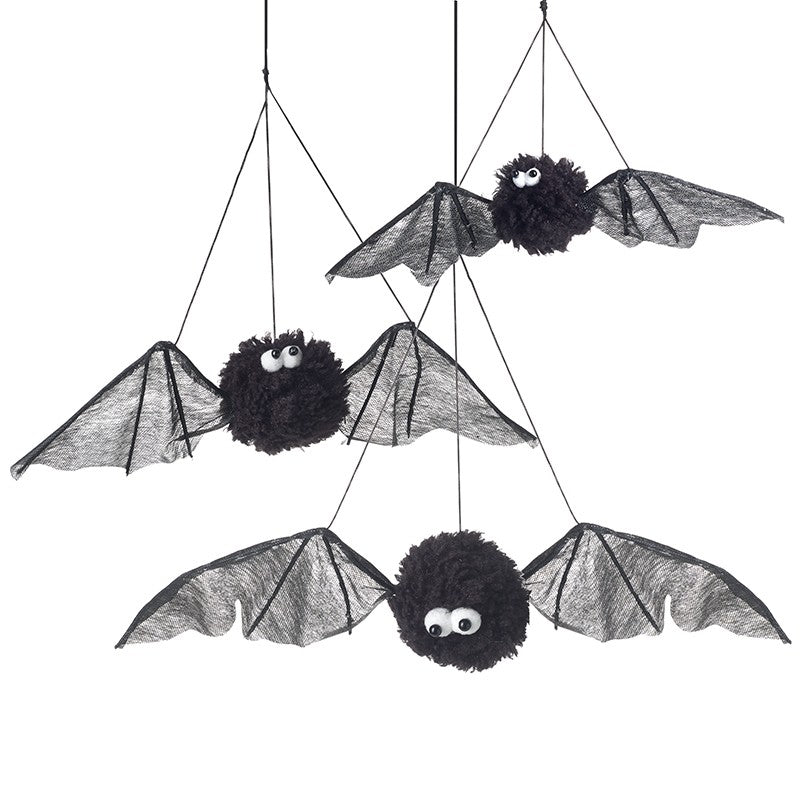 Heaven Sends - Hanging Black Bat Decoration Set Of 3