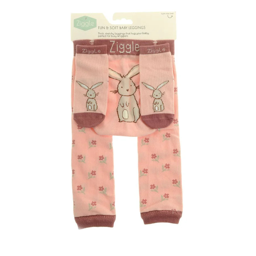 Ziggle - Bunny Pink leggings and socks 0-6m