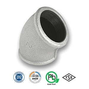 1/2" Galvanised FxF 45 Elbow Tube/Pipe Fitting EN10242