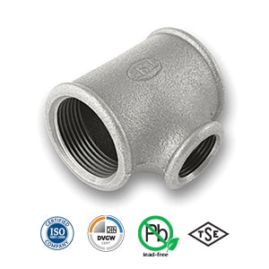 1" x 1/2" Galvanised Reducing Tee Tube/Pipe Fitting EN10242