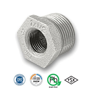 1/2" x 1/4" Galvanised Reducing Bush Tube/Pipe Fitting EN10242
