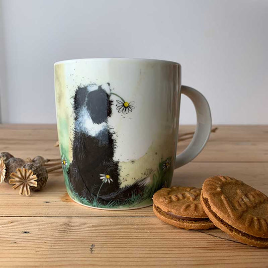 Alex Clark Collie & Flowers Mug