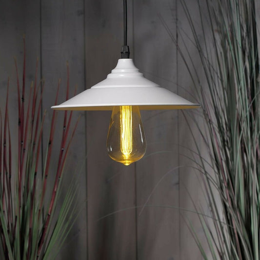 Noma Hanging Metal Saucer Lantern with Vintage Style Bulb