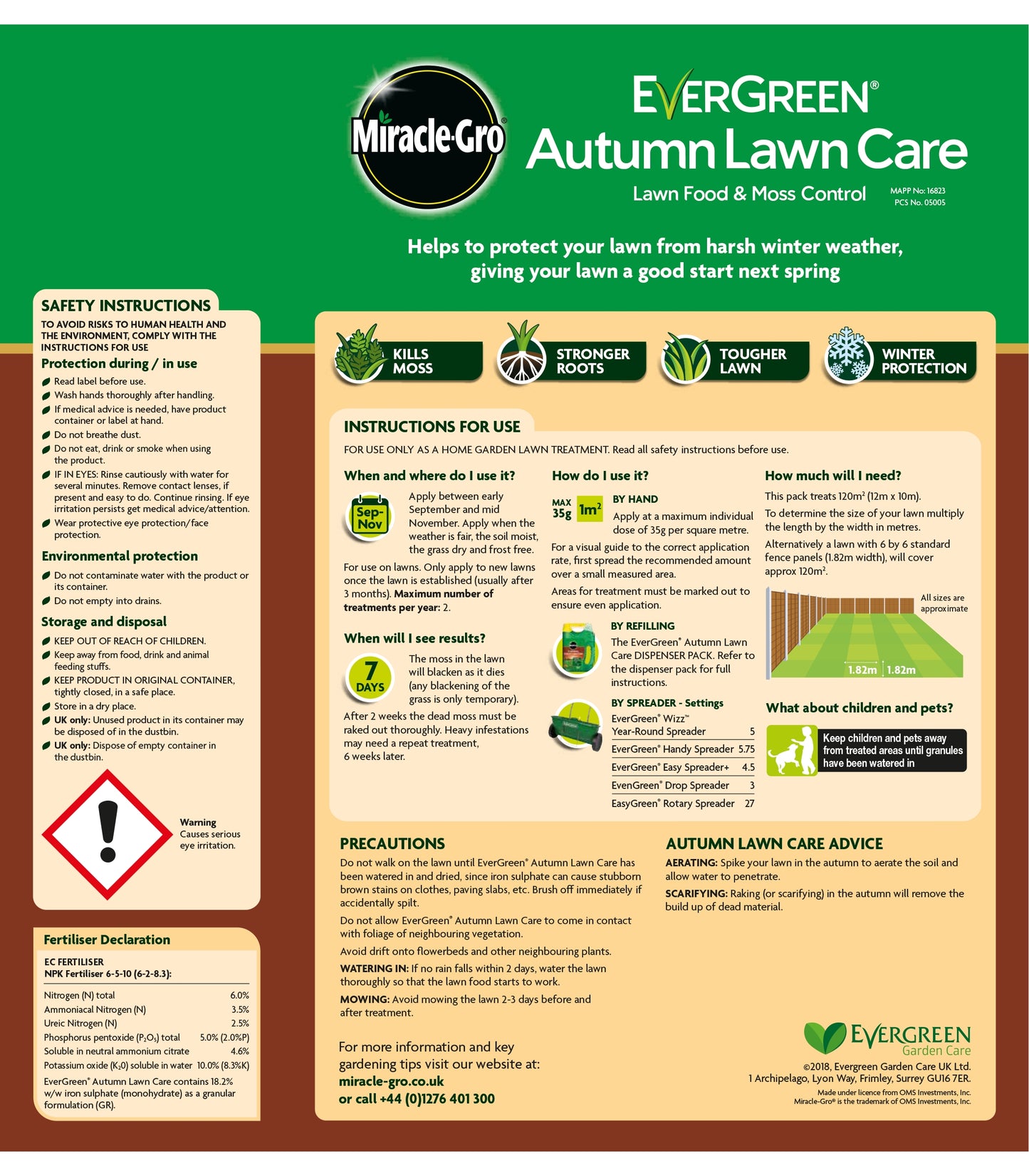 Miracle-Gro Evergreen Autumn Lawn Care Carton 4.2kg +20% Extra Free