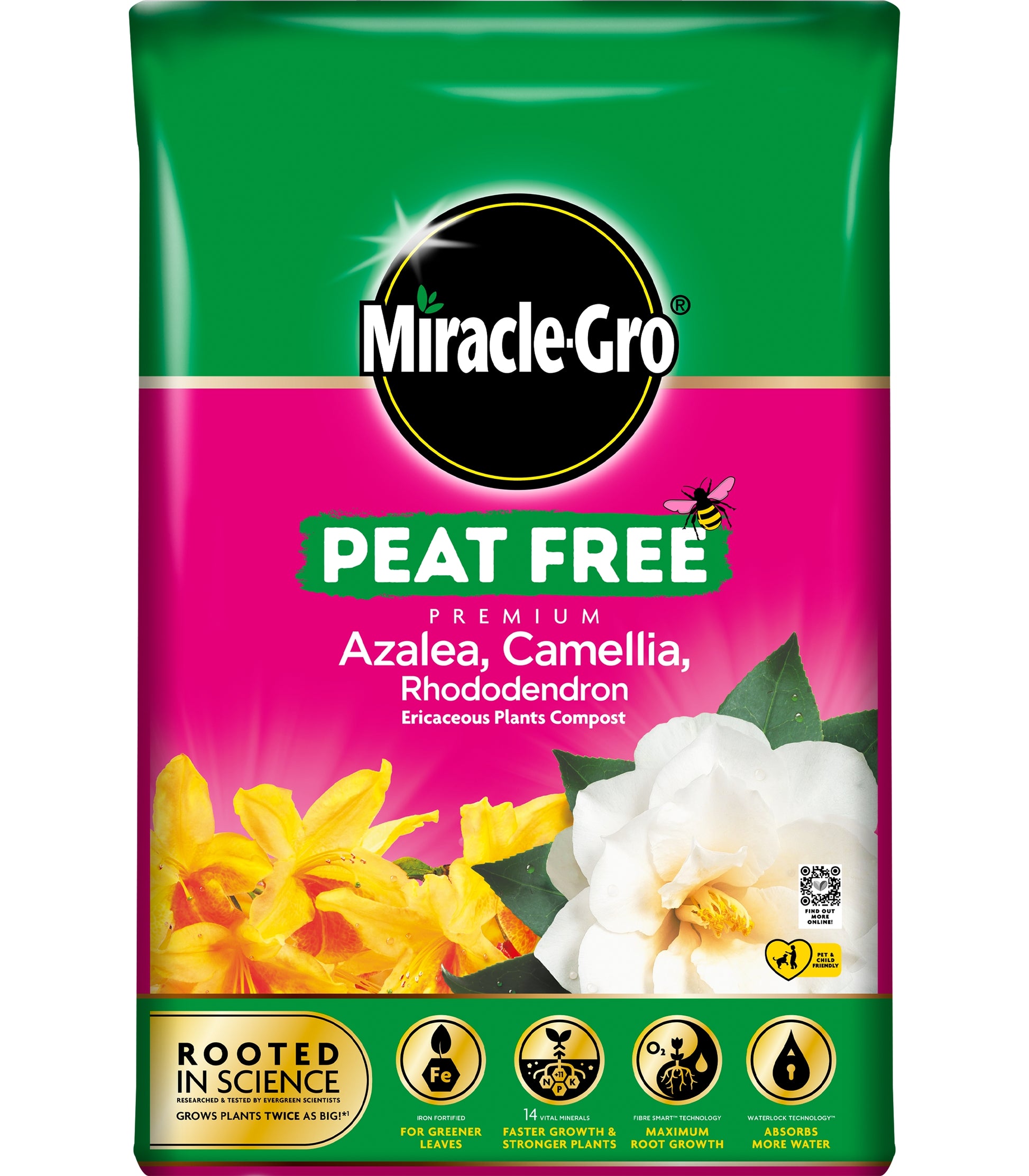 Miracle-Gro Compost Azalea, Camelia & Rhododendron Peat Free 40 Ltr