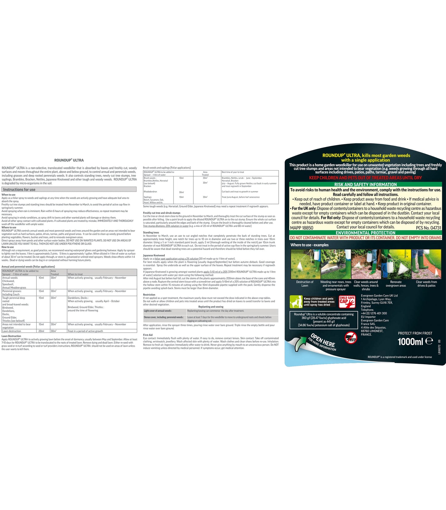 Roundup Ultra Weedkiller Concentrate 1L