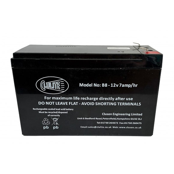 Clulite B8 7Ah 12v Battery for CB2 SM126 & SL2-PKG
