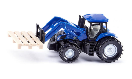 Siku New Holland Tractor with fork for Pallets & Pallet 1487