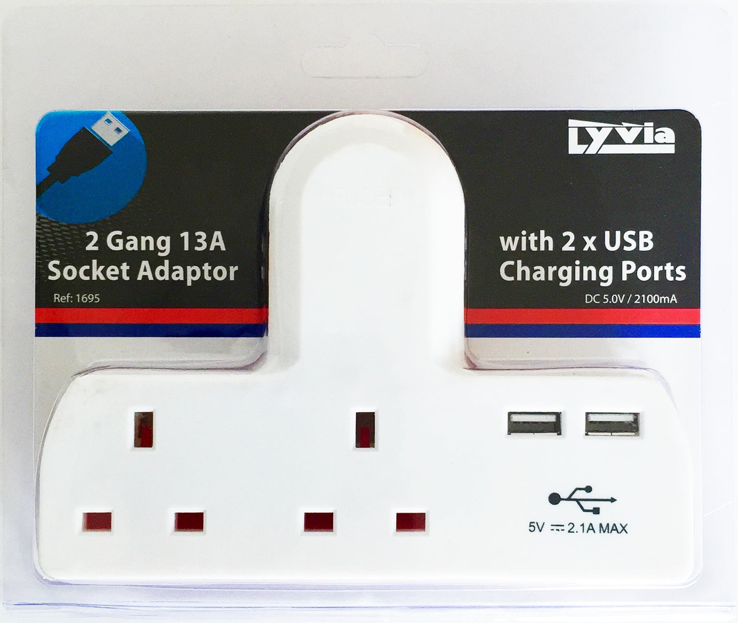 Lyvia T-Shape 2G 2-Way Adaptor - 2 USB Ports